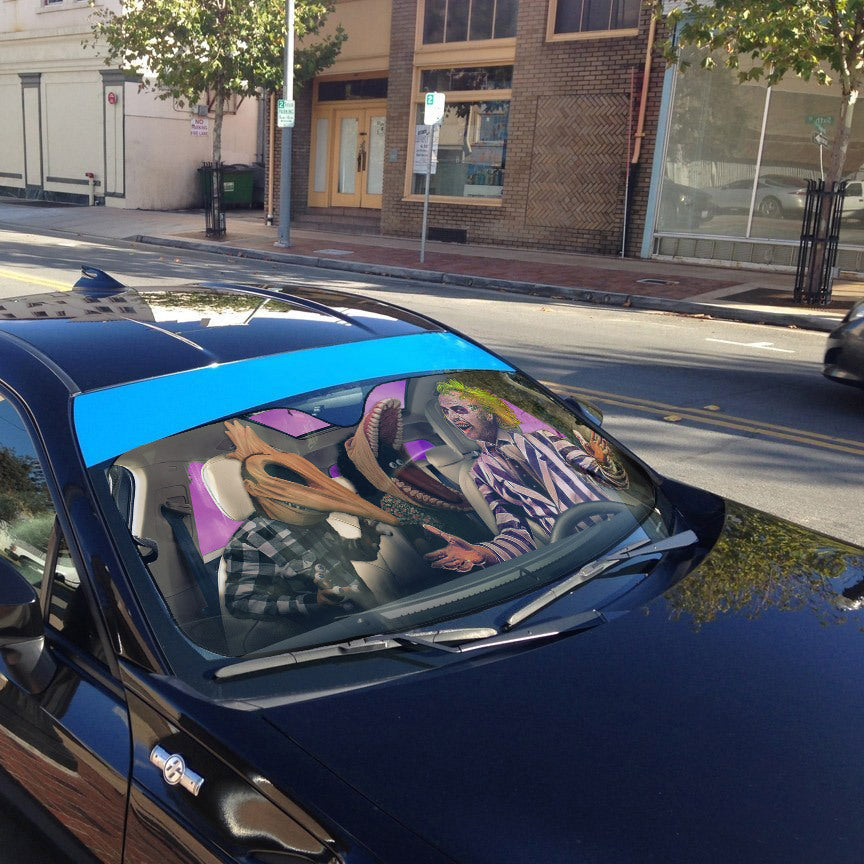 Gearhumans 3D Beetlejuice Custom Car Auto Sunshade