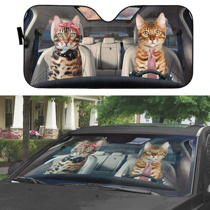 Gearhumans 3D Bengal Cat Custom Car Auto Sunshade