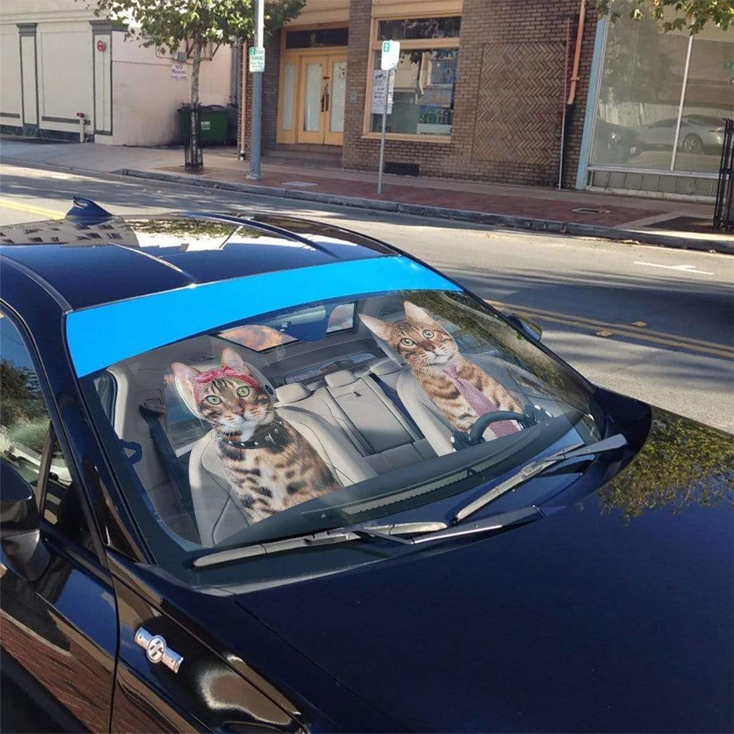 Gearhumans 3D Bengal Cat Custom Car Auto Sunshade
