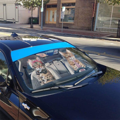 Gearhumans 3D Bengal Cat Custom Car Auto Sunshade