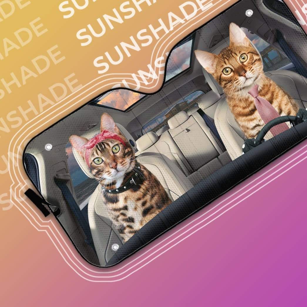 Gearhumans 3D Bengal Cat Custom Car Auto Sunshade