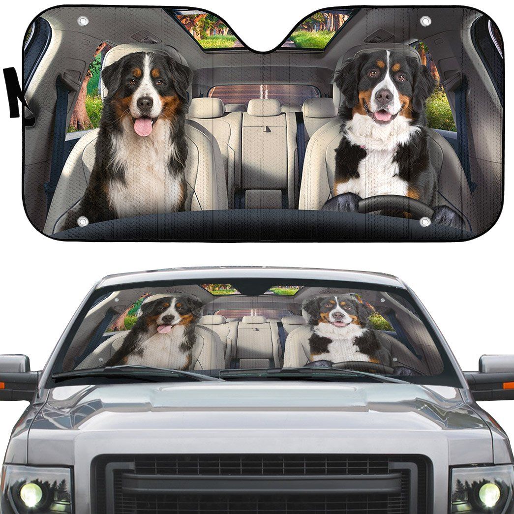 Gearhumans 3D Bernese Mountain Dog Auto Car Sunshade