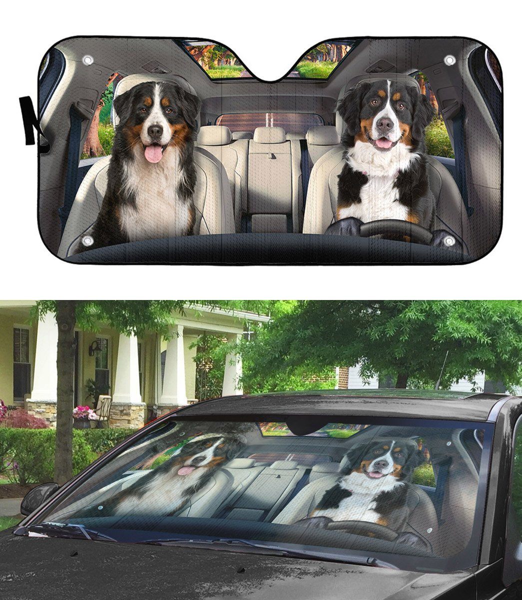 Gearhumans 3D Bernese Mountain Dog Auto Car Sunshade