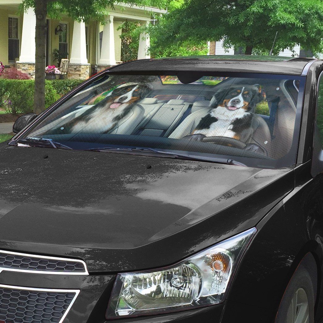 Gearhumans 3D Bernese Mountain Dog Auto Car Sunshade
