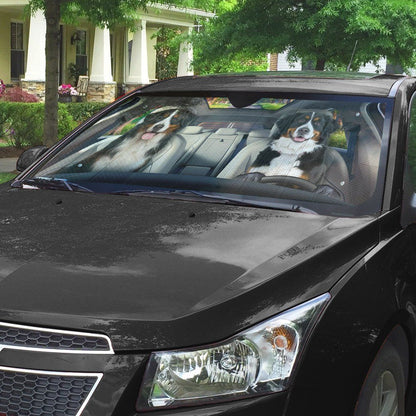 Gearhumans 3D Bernese Mountain Dog Auto Car Sunshade