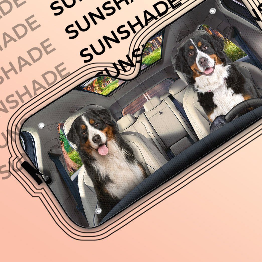 Gearhumans 3D Bernese Mountain Dog Auto Car Sunshade
