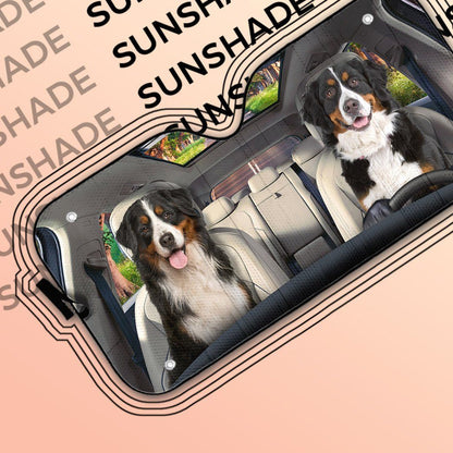 Gearhumans 3D Bernese Mountain Dog Auto Car Sunshade