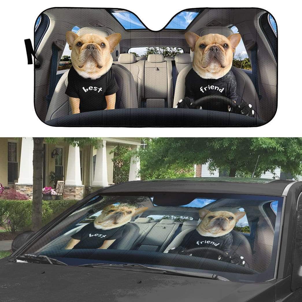 Gearhumans 3D Best Friend Bulldogs Custom Car Auto Sunshade