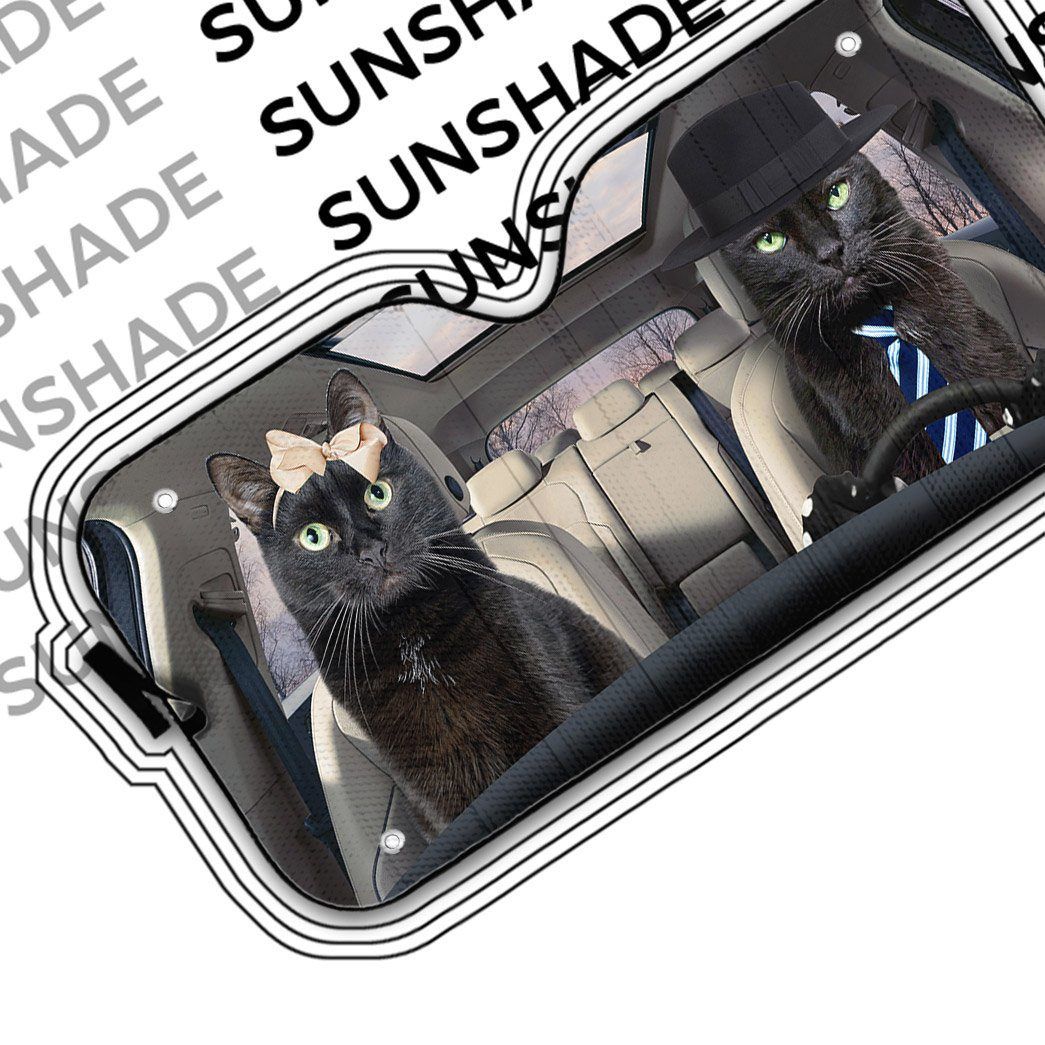 Gearhumans 3D Black Cat Couple Auto Car Sunshade