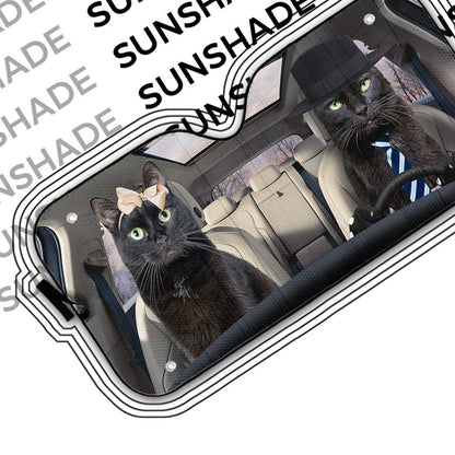 Gearhumans 3D Black Cat Couple Auto Car Sunshade