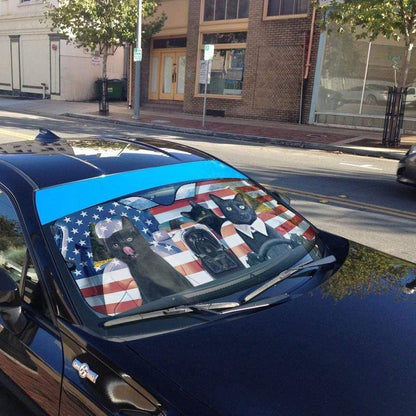 Gearhumans 3D Black Cat Family America Custom Car Auto Sunshade