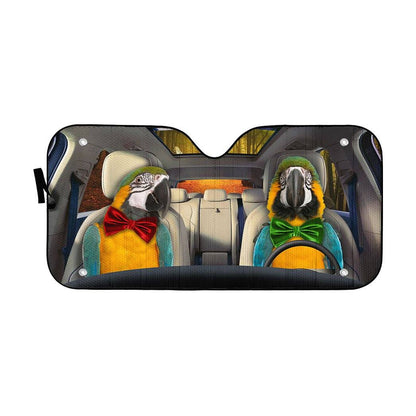 Gearhumans 3D Blue Gold Macaw Parrot Auto Car Sunshade