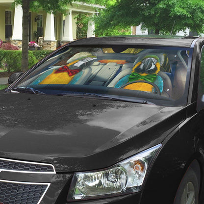 Gearhumans 3D Blue Gold Macaw Parrot Auto Car Sunshade