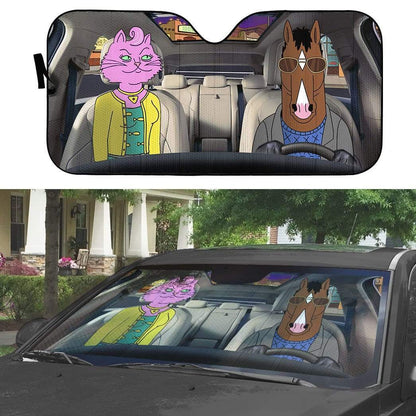 Gearhumans 3D BoJack Horseman Custom Car Auto Sunshade