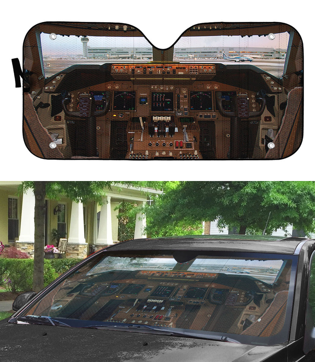 Gearhumans 3D Boeing 747 Airplane Cockpit Custom Car Auto Sunshade