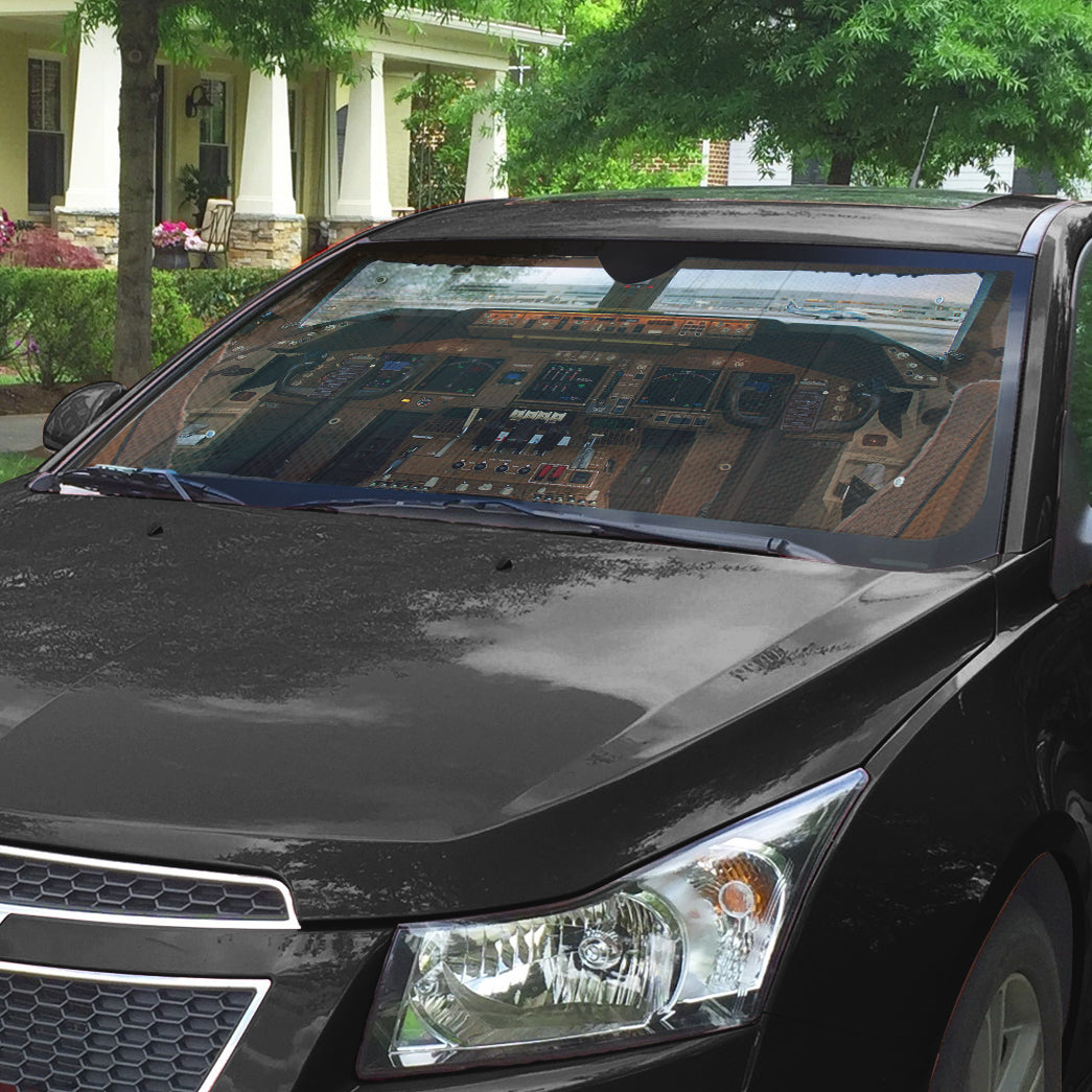 Gearhumans 3D Boeing 747 Airplane Cockpit Custom Car Auto Sunshade