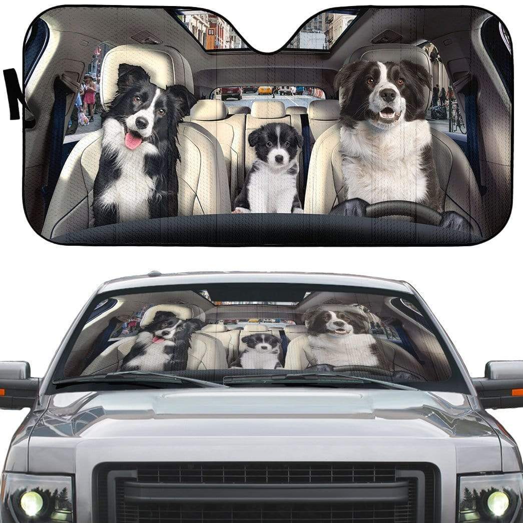 Gearhumans 3D Border Collie Puppy Custom Car Auto Sunshade