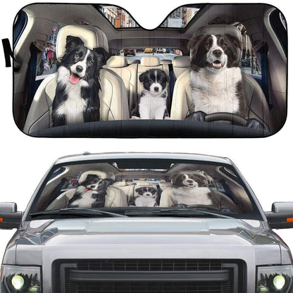 Gearhumans 3D Border Collie Puppy Custom Car Auto Sunshade