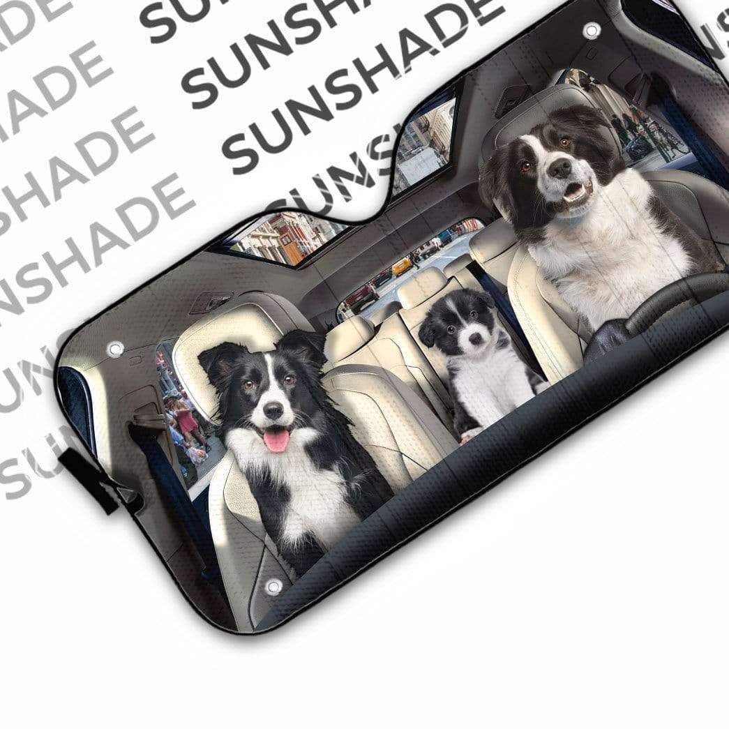 Gearhumans 3D Border Collie Puppy Custom Car Auto Sunshade