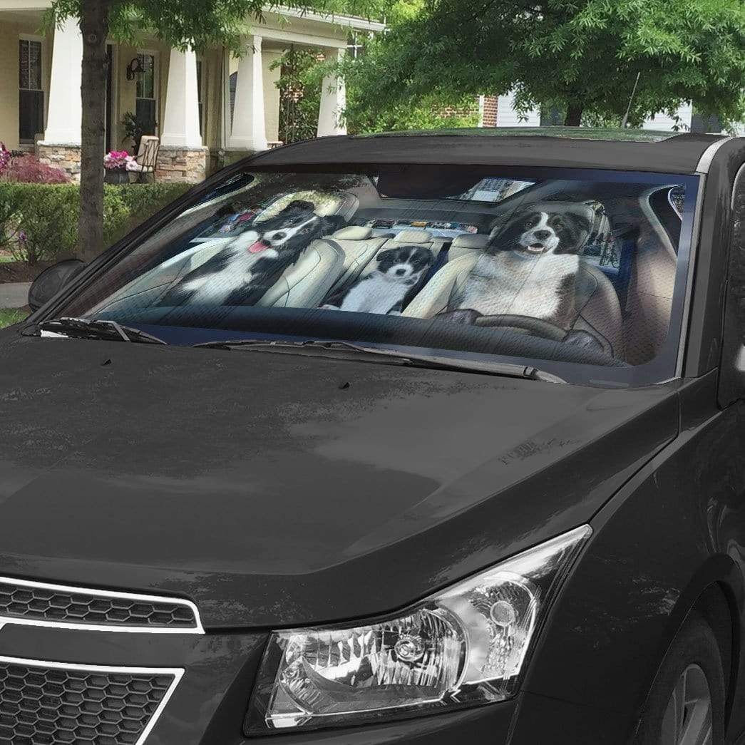 Gearhumans 3D Border Collie Puppy Custom Car Auto Sunshade