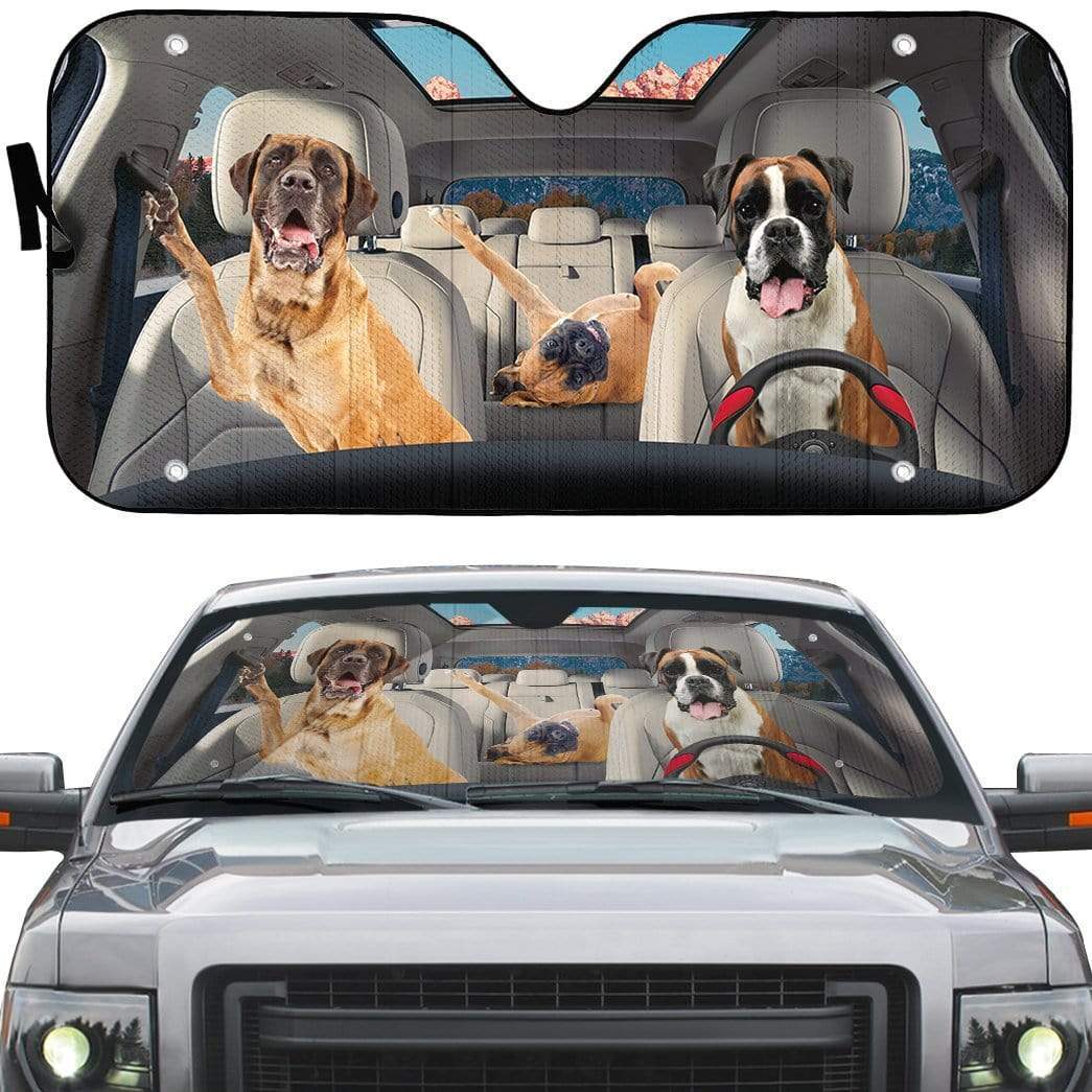Gearhumans 3D Boxer Family Custom Car Auto Sunshade