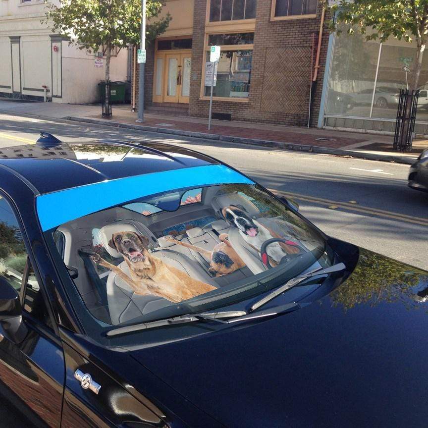 Gearhumans 3D Boxer Family Custom Car Auto Sunshade