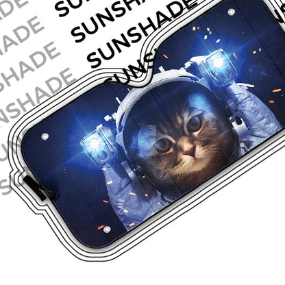Gearhumans 3D Brown Tabby Cat Astronaut Custom Car Auto Sunshade