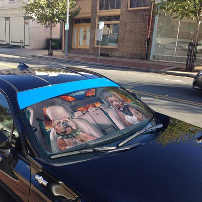 Gearhumans 3D Buff Pit Bulls Custom Car Auto Sunshade