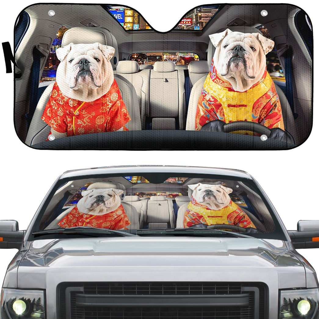 Gearhumans 3D Bulldog 04 Custom Car Auto Sunshade