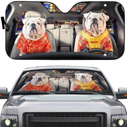Gearhumans 3D Bulldog 04 Custom Car Auto Sunshade