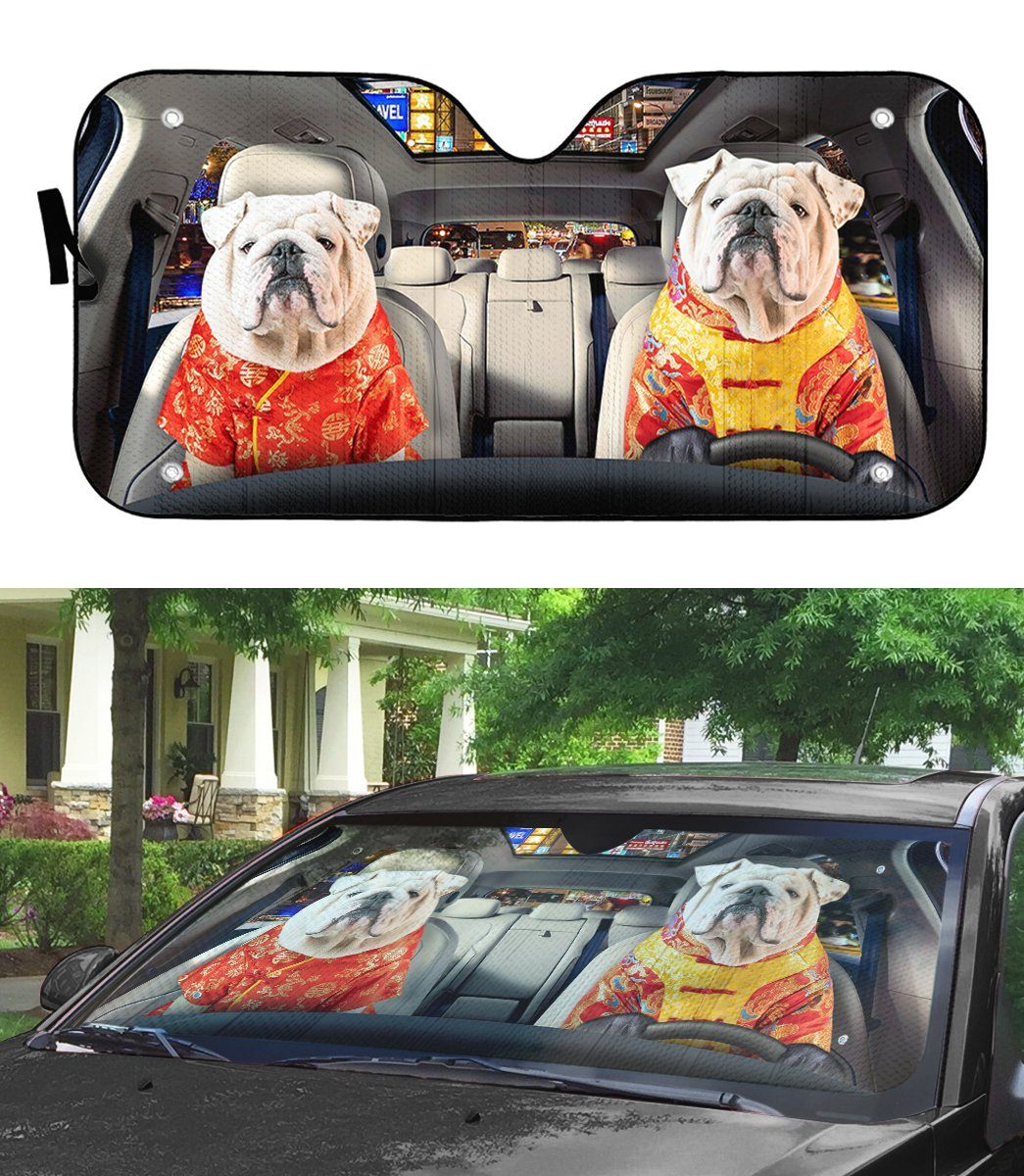 Gearhumans 3D Bulldog 04 Custom Car Auto Sunshade