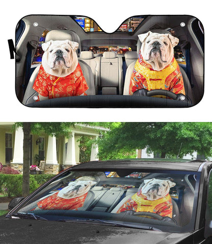 Gearhumans 3D Bulldog 04 Custom Car Auto Sunshade