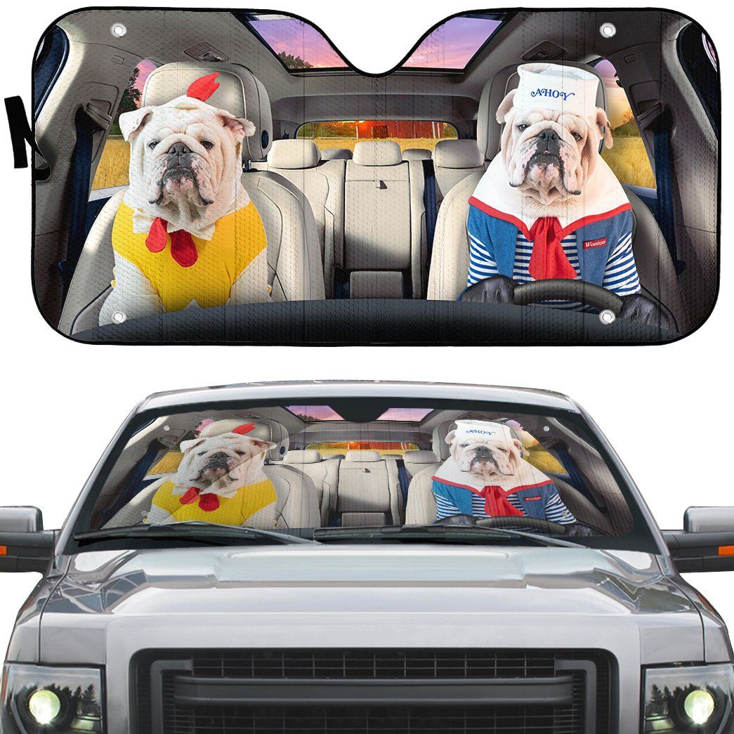 Gearhumans 3D Bulldog 11 Custom Car Auto Sunshade