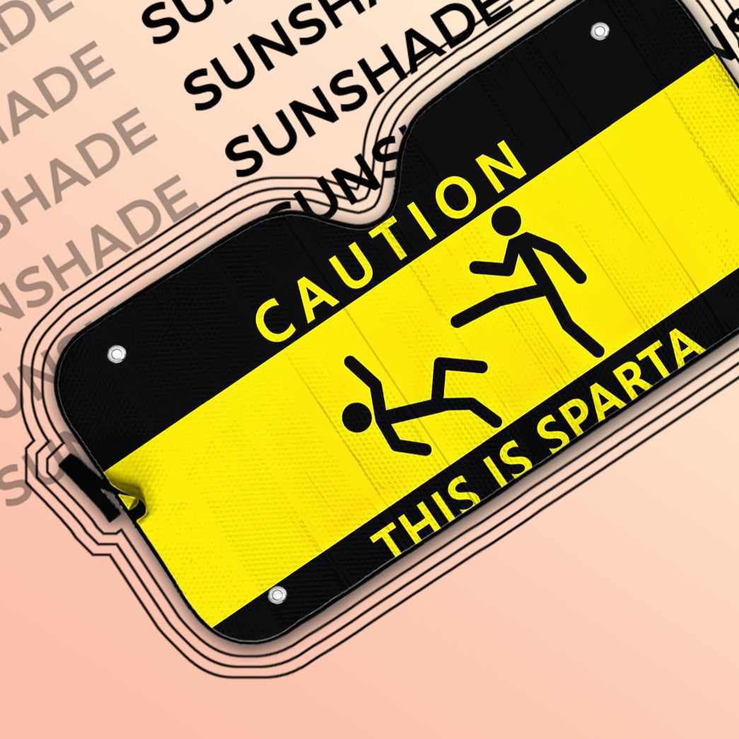 Gearhumans 3D Caution This Is Sparta Auto Sunshade