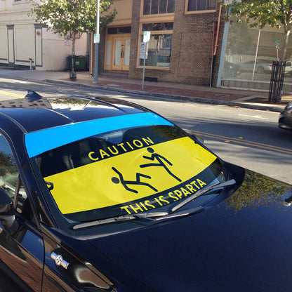 Gearhumans 3D Caution This Is Sparta Auto Sunshade