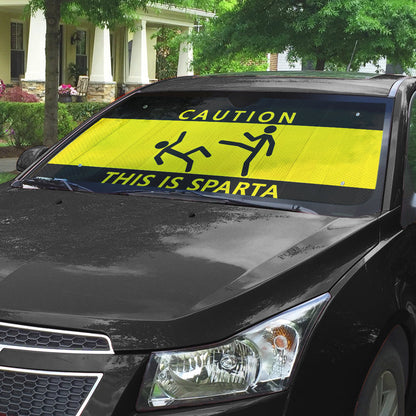Gearhumans 3D Caution This Is Sparta Auto Sunshade