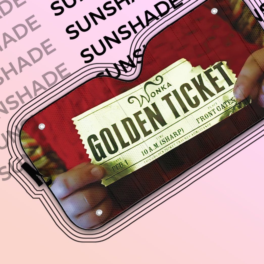 Gearhumans 3D Charlie And The Chocolate Factory Golden Ticket Custom Car Auto Sunshade