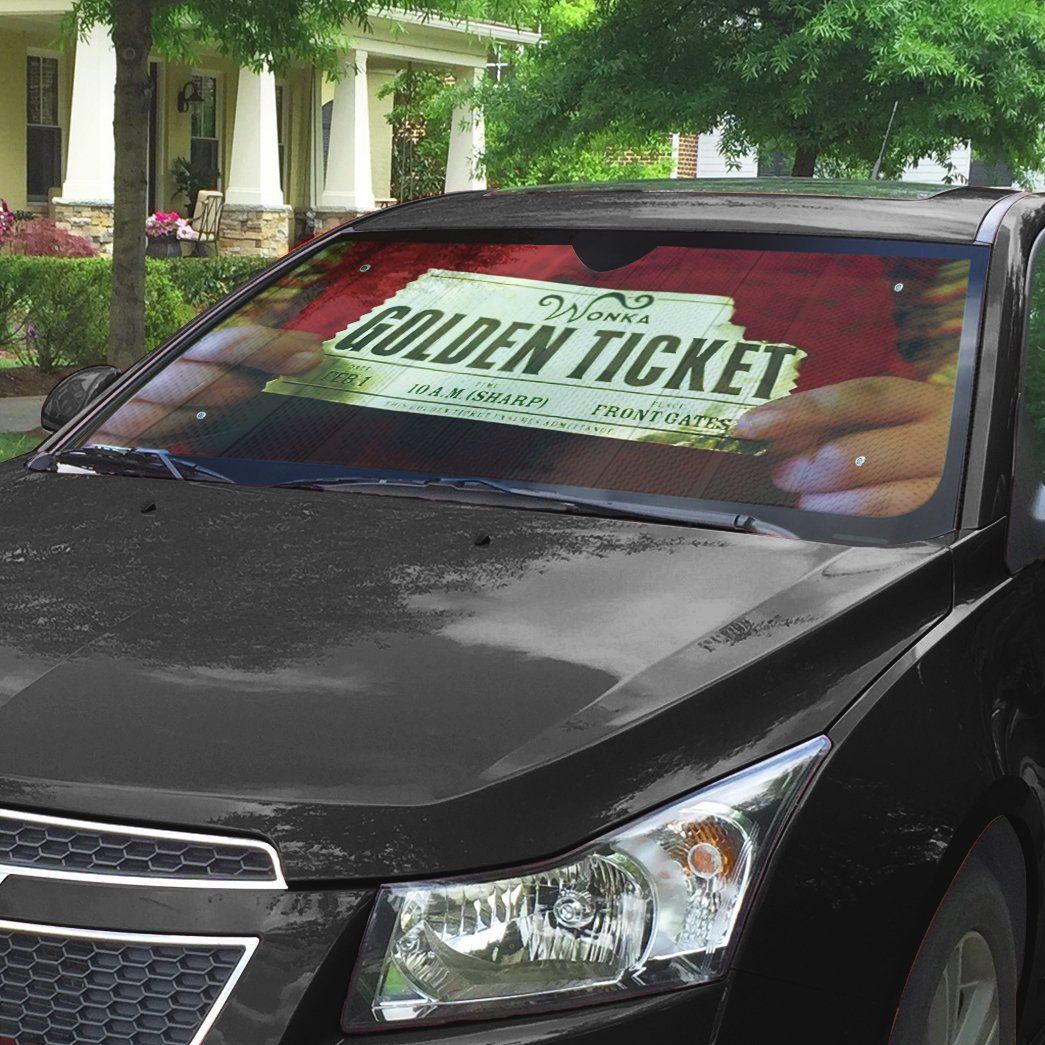 Gearhumans 3D Charlie And The Chocolate Factory Golden Ticket Custom Car Auto Sunshade