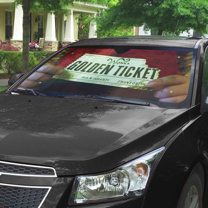 Gearhumans 3D Charlie And The Chocolate Factory Golden Ticket Custom Car Auto Sunshade
