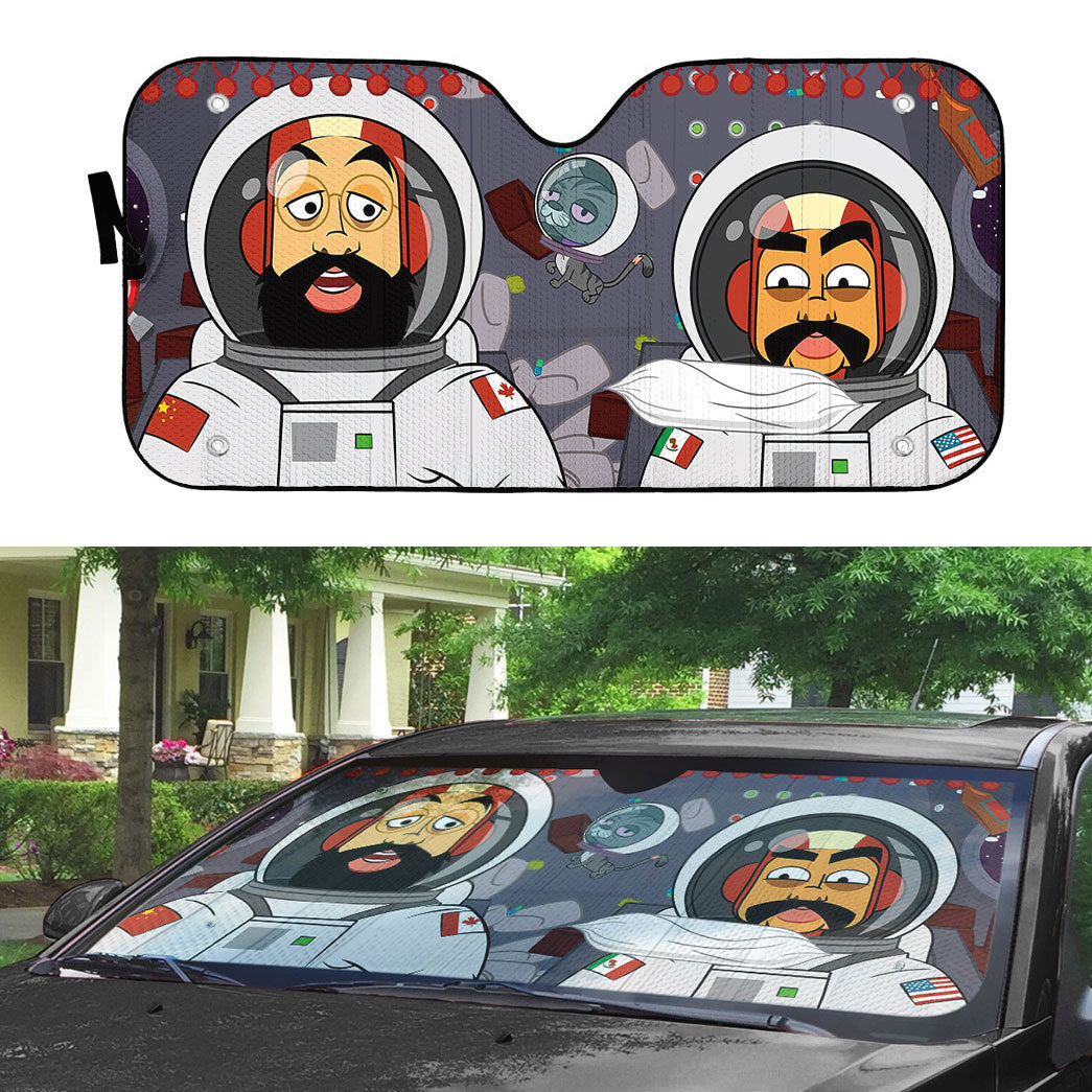 Gearhumans 3D Chee And Cho In Space Custom Car Auto Sunshade