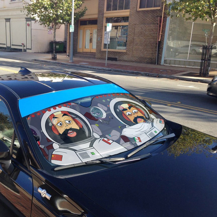 Gearhumans 3D Chee And Cho In Space Custom Car Auto Sunshade