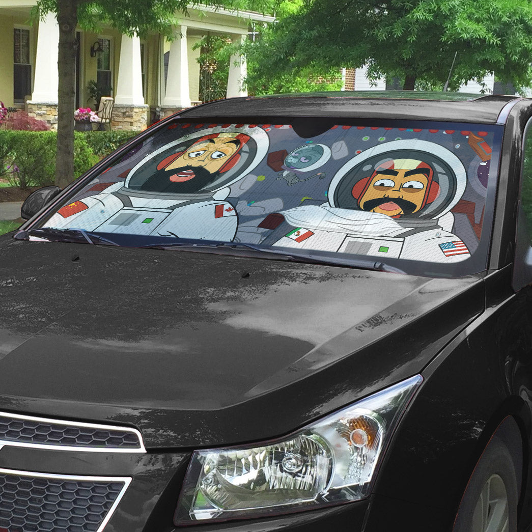 Gearhumans 3D Chee And Cho In Space Custom Car Auto Sunshade