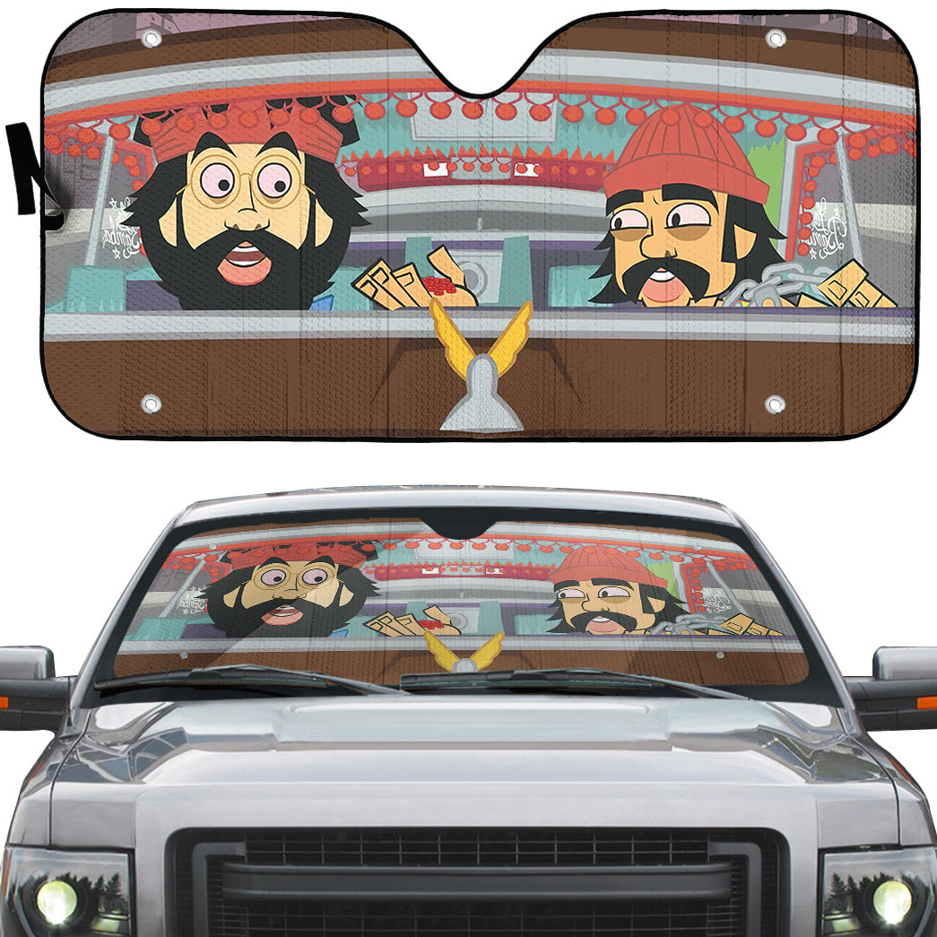 Gearhumans 3D Cheech And Chongs Animation Custom Car Auto Sunshade