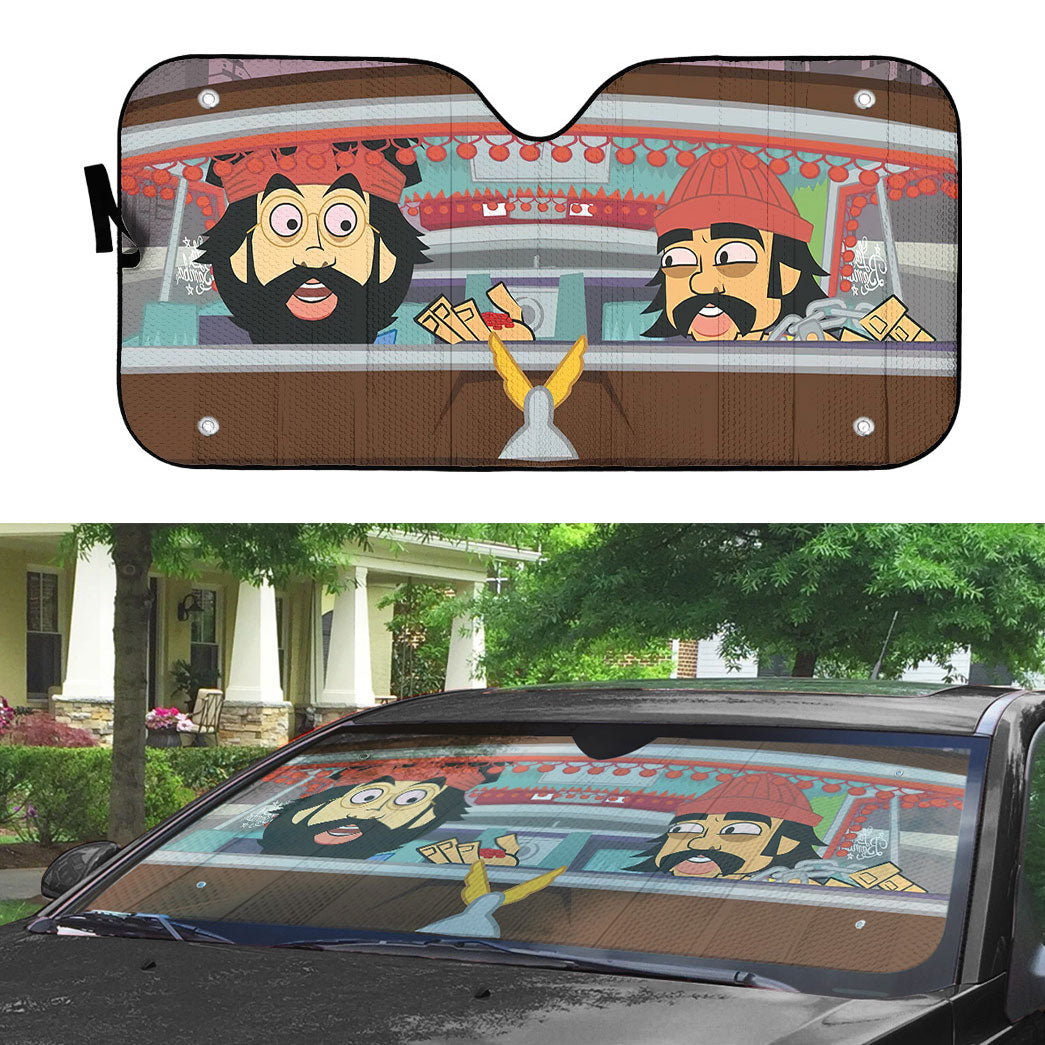 Gearhumans 3D Cheech And Chongs Animation Custom Car Auto Sunshade