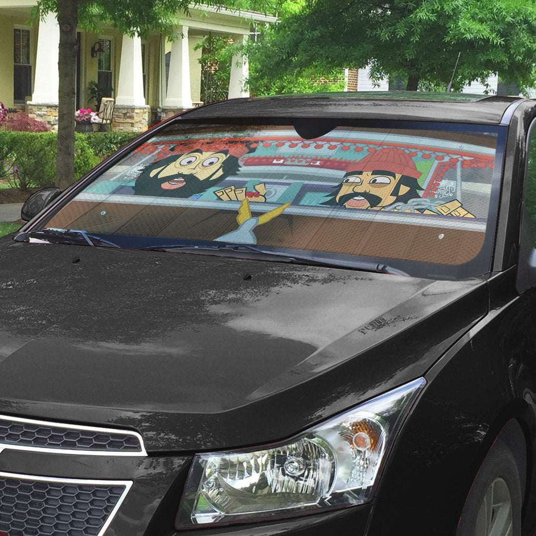Gearhumans 3D Cheech And Chongs Animation Custom Car Auto Sunshade