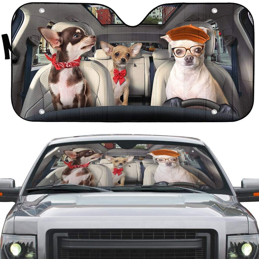 Gearhumans 3D Chihuahua Custom Car Auto Sunshade
