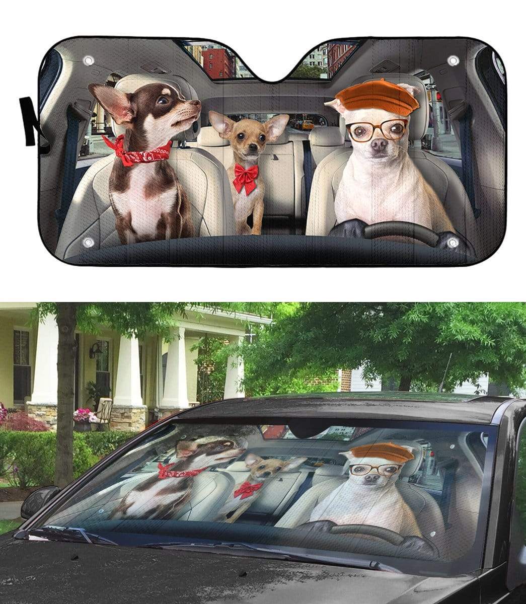 Gearhumans 3D Chihuahua Custom Car Auto Sunshade