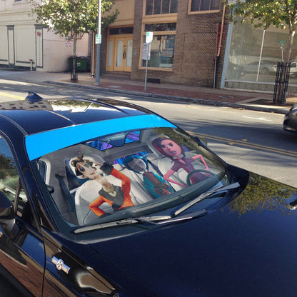 Gearhumans 3D Coraline Button Eyed Family Custom Car Auto Sunshade