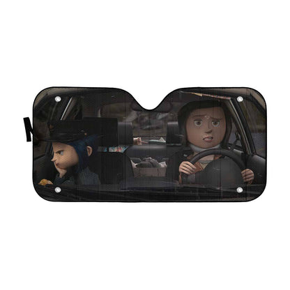 Gearhumans 3D Coraline Custom Car Auto Sunshade