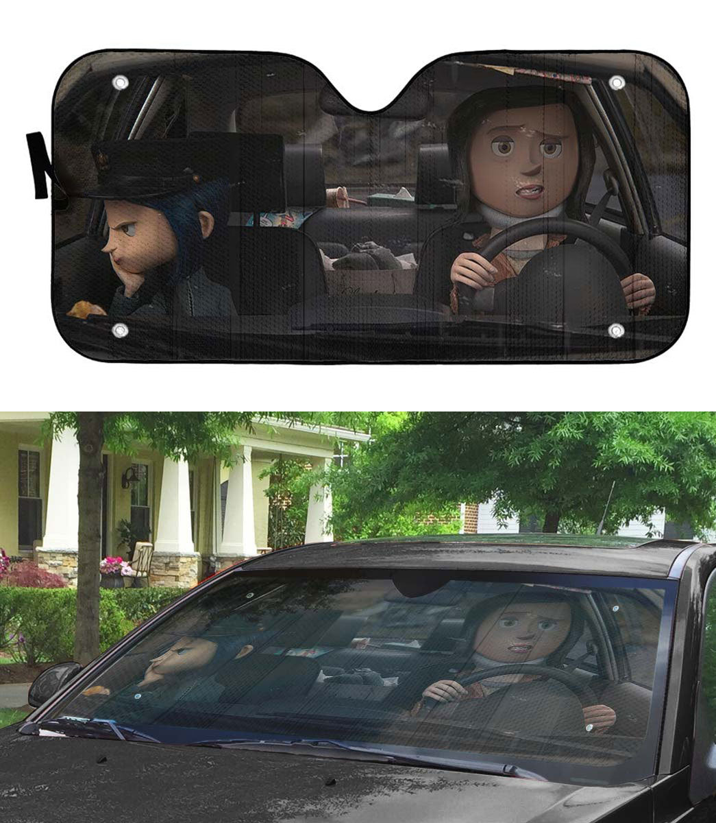 Gearhumans 3D Coraline Custom Car Auto Sunshade